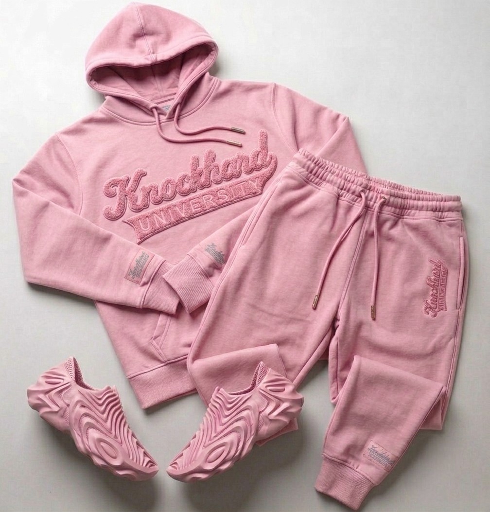 Knockhard University tracksuit in Blush — Rose pink
