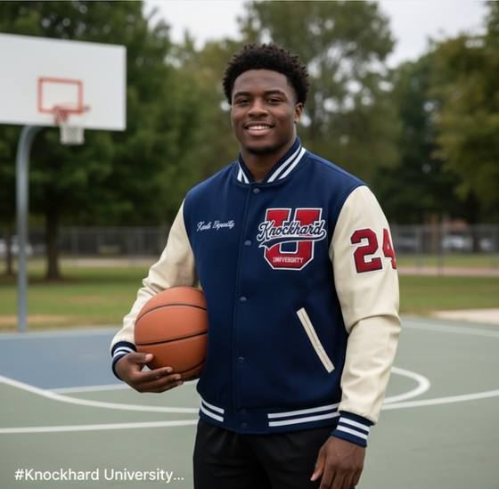 KHU Courtside Letterman in Navy #24 — numbered sleeve