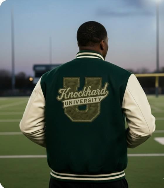 KHU Letterman Jacket in Forest & Cream