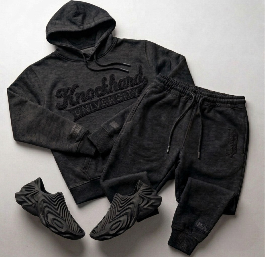 Knockhard University tracksuit in Midnight — Black
